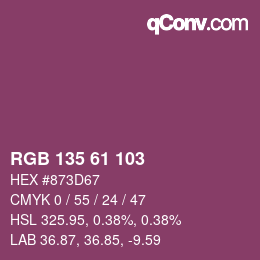 颜色代码: RGB 135 61 103 | qconv.com
