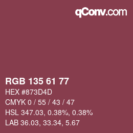 颜色代码: RGB 135 61 77 | qconv.com