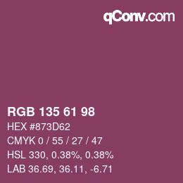 颜色代码: RGB 135 61 98 | qconv.com