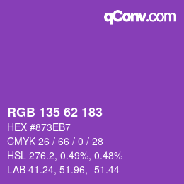 颜色代码: RGB 135 62 183 | qconv.com