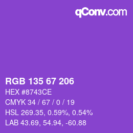 Color code: RGB 135 67 206 | qconv.com