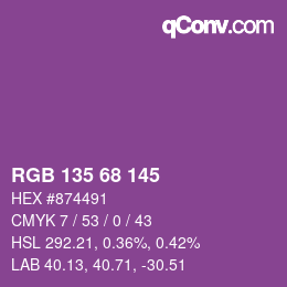 Color code: RGB 135 68 145 | qconv.com