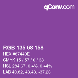颜色代码: RGB 135 68 158 | qconv.com