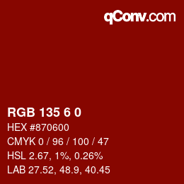 颜色代码: RGB 135 6 0 | qconv.com
