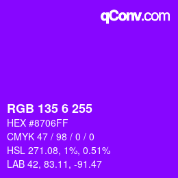 Color code: RGB 135 6 255 | qconv.com