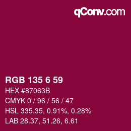 カラーコード: RGB 135 6 59 | qconv.com