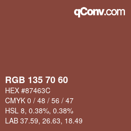 カラーコード: RGB 135 70 60 | qconv.com