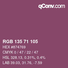 Color code: RGB 135 71 105 | qconv.com