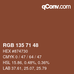 Color code: RGB 135 71 48 | qconv.com