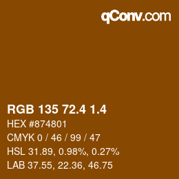 カラーコード: RGB 135 72.4 1.4 | qconv.com