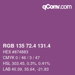 カラーコード: RGB 135 72.4 131.4 | qconv.com