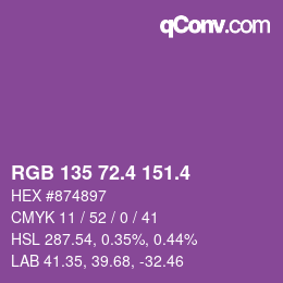 カラーコード: RGB 135 72.4 151.4 | qconv.com