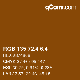カラーコード: RGB 135 72.4 6.4 | qconv.com