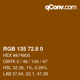カラーコード: RGB 135 72.8 0 | qconv.com