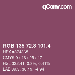 カラーコード: RGB 135 72.8 101.4 | qconv.com
