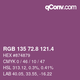 カラーコード: RGB 135 72.8 121.4 | qconv.com
