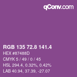 カラーコード: RGB 135 72.8 141.4 | qconv.com