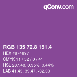 カラーコード: RGB 135 72.8 151.4 | qconv.com