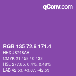 カラーコード: RGB 135 72.8 171.4 | qconv.com