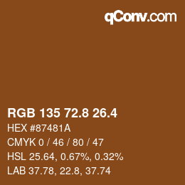 カラーコード: RGB 135 72.8 26.4 | qconv.com