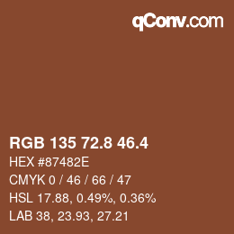 カラーコード: RGB 135 72.8 46.4 | qconv.com