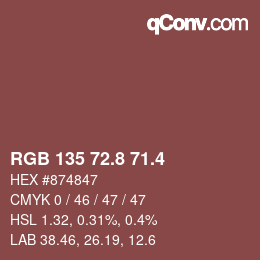 カラーコード: RGB 135 72.8 71.4 | qconv.com