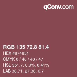 カラーコード: RGB 135 72.8 81.4 | qconv.com