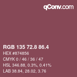 カラーコード: RGB 135 72.8 86.4 | qconv.com
