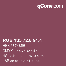 カラーコード: RGB 135 72.8 91.4 | qconv.com