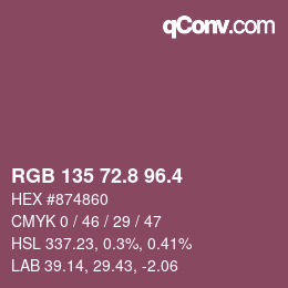 カラーコード: RGB 135 72.8 96.4 | qconv.com
