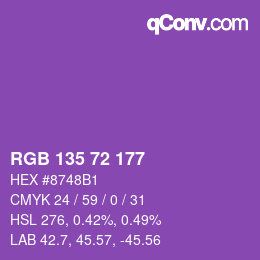 カラーコード: RGB 135 72 177 | qconv.com