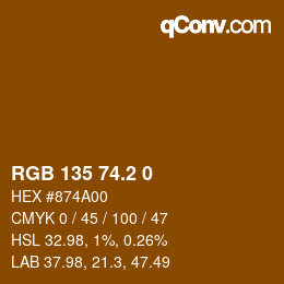 カラーコード: RGB 135 74.2 0 | qconv.com
