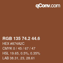 カラーコード: RGB 135 74.2 44.6 | qconv.com