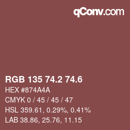 カラーコード: RGB 135 74.2 74.6 | qconv.com