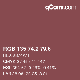 カラーコード: RGB 135 74.2 79.6 | qconv.com