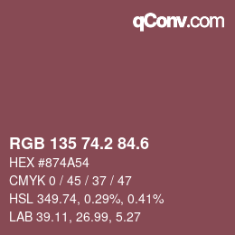 カラーコード: RGB 135 74.2 84.6 | qconv.com