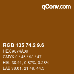 カラーコード: RGB 135 74.2 9.6 | qconv.com