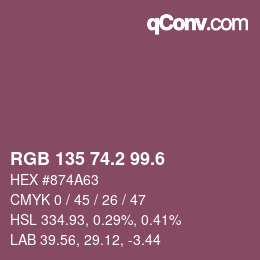 カラーコード: RGB 135 74.2 99.6 | qconv.com