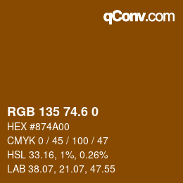 カラーコード: RGB 135 74.6 0 | qconv.com