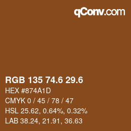 カラーコード: RGB 135 74.6 29.6 | qconv.com