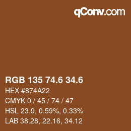 カラーコード: RGB 135 74.6 34.6 | qconv.com