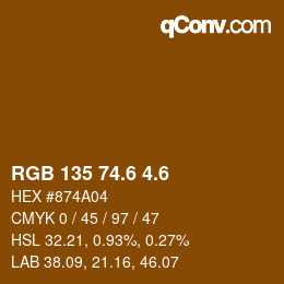 カラーコード: RGB 135 74.6 4.6 | qconv.com