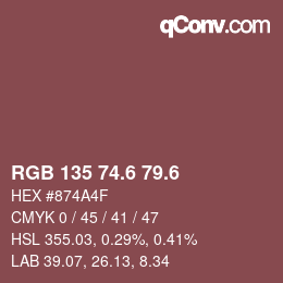 カラーコード: RGB 135 74.6 79.6 | qconv.com
