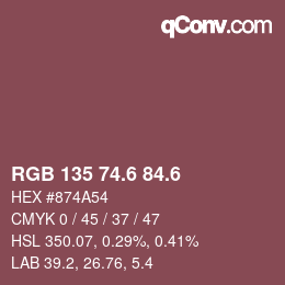 カラーコード: RGB 135 74.6 84.6 | qconv.com