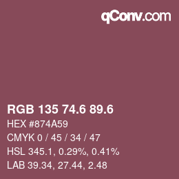 カラーコード: RGB 135 74.6 89.6 | qconv.com
