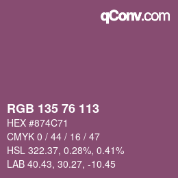 Color code: RGB 135 76 113 | qconv.com