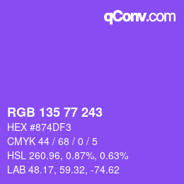 カラーコード: RGB 135 77 243 | qconv.com