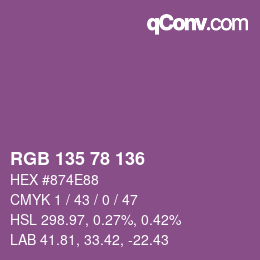 Color code: RGB 135 78 136 | qconv.com