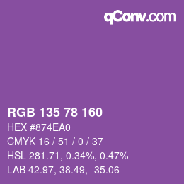 Color code: RGB 135 78 160 | qconv.com