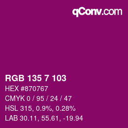 カラーコード: RGB 135 7 103 | qconv.com